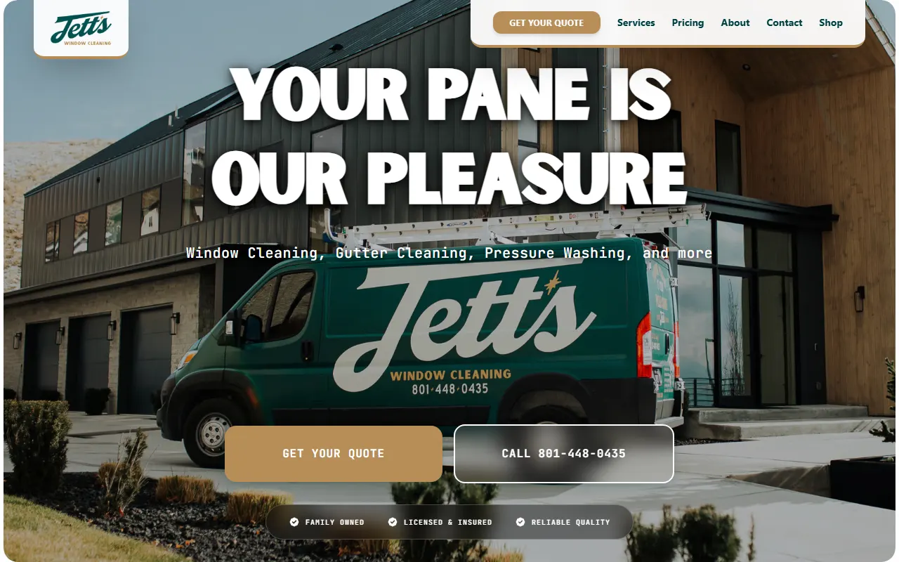 Jetts Windows window cleaning website