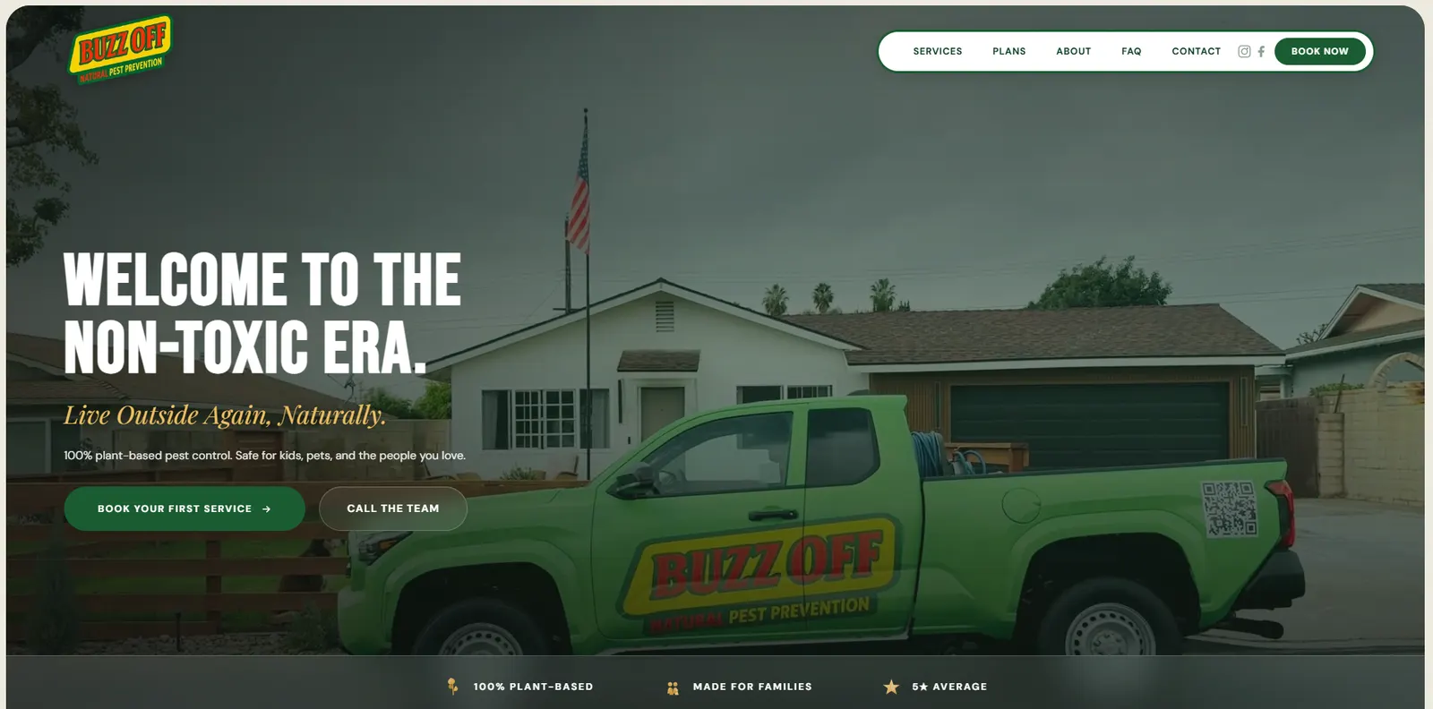 Spray Buzz Off homepage, desktop view